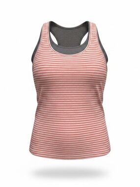 CALIA by Carrie Underwood Coral and White Striped Racerback Tank